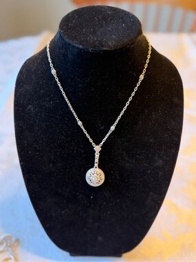 Judith Ripka Silver Floral Round Pendant Necklace